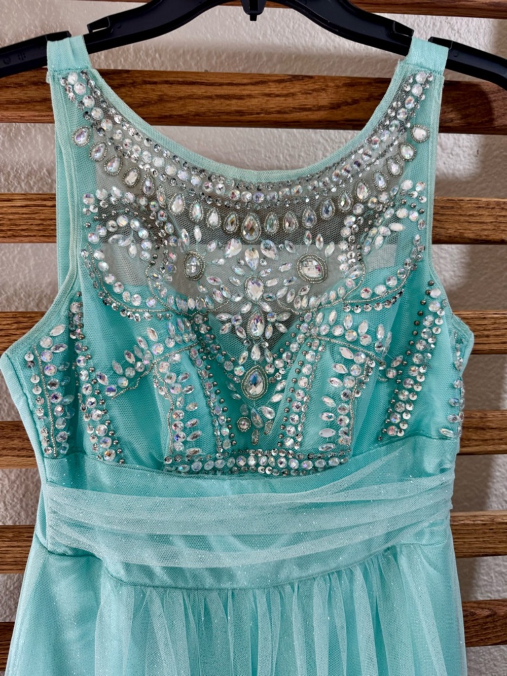 B. Darlin Mint Green Satin Party Dress